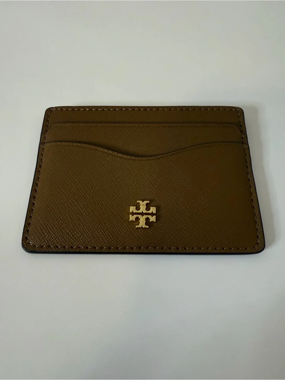NWT Tory Burch Emerson Slim Card Case Moose Brown Leather